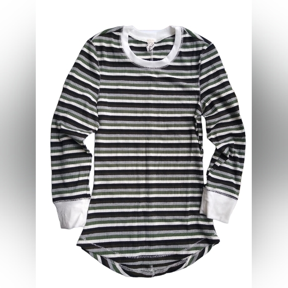Free People Intimately Good On You Ribbed Stripe Ringer Baseball Tee Size XS - Picture 2 of 9
